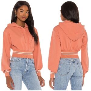 Lovers + Friends Rib Trim Hoodie Cropped Size Medium